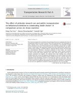 DSpace at VNU: The effect of attitudes toward cars and public transportation on behavioral intention in commuting mode choice-A comparison across six Asian countries