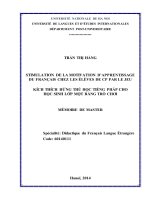 DSpace at VNU: STIMULATION DE LA MOTIVATION D’APPRENTISSAGE DU FRANÇAIS CHEZ LES ÉLÈVES DE CP PAR LE JEU