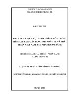 DSpace at VNU: Phát triển dịch vụ thanh toán không dùng tiền mặt tại ngân hàng TMCP Đầu tư và Phát triển Việt Nam - Chi nhánh Cao Bằng