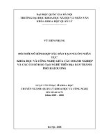 DSpace at VNU: Đổi mới mô hình hợp tác đào tạo nguồn nhân lực khoa học và công nghệ giữa các doanh nghiệp và các cơ sở đào tạo nghề trên địa bàn thành phố Hải Dương