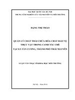 DSpace at VNU: Quản lý chất thải chứa hóa chất bảo vệ thực vật trong canh tác chè tại xã Tân Cương, thành phố Thái Nguyên