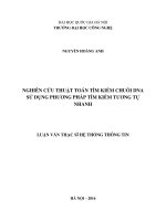 DSpace at VNU: Nghiên cứu thuật toán tìm kiếm chuỗi DNA sử dụng phương pháp tìm kiếm tương tự nhanh