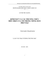 DSpace at VNU: Kính ngữ và các phương thức biểu hiện của nó trong tiếng Hàn hiện đại