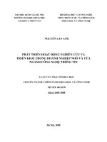 DSpace at VNU: Phát triển hoạt động nghiên cứu và triển khai trong doanh nghiệp nhỏ và vừa ngành Công nghệ thông tin