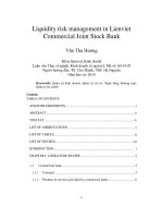 DSpace at VNU: Liquidity risk management in Lienviet Commercial Joint Stock Bank