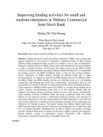 DSpace at VNU: Improving lending activities for small and medium enterprises in Military Commercial Joint Stock Bank