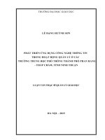 DSpace at VNU: Phát triển ứng dụng công nghệ thông tin trong hoạt động quản lý ở các trường trung học phổ thông thành phố Phan Rang - Tháp Chàm, tỉnh Ninh Thuận