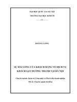DSpace at VNU: Sự hài lòng của khách hàng về dịch vụ khách sạn Mường Thanh tại Hà Nội