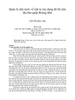 DSpace at VNU: Quản lý nhà nước về trật tự xây dựng đô thị trên địa bàn quận Hoàng Mai