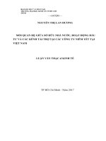 Mối quan hệ giữa sở hữu nhà nước, hoạt động đầu tư và các kênh tài trợ tại các công ty niêm yết tại việt nam 