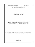Hoạt động chất vấn của đại biểu hội đồng nhân dân tỉnh Nghệ An (LV thạc sĩ)