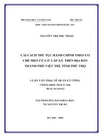 Cải cách thủ tục hành chính theo cơ chế một cửa ở cấp xã trên địa bàn thành phố Việt Trì, tỉnh Phú Thọ (LV thạc sĩ)