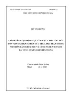 Chính sách tạo động lực làm việc cho viên chức đơn vị sự nghiệp nghiên cứu khoa học trực thuộc Viện hàn lâm khoa học và công nghệ Việt Nam tại vùng duyên hải miền trung (tt)