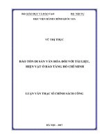 Bảo tồn di sản văn hóa đối với tài liệu, hiện vật ở Bảo tàng Hồ Chí Minh (LV thạc sĩ)