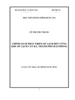 Chính sách phát triển du lịch bền vững khu du lịch Cát Bà, thành phố Hải Phòng (LV thạc sĩ)