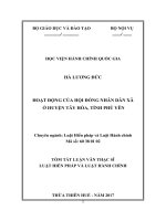 HOẠT ĐỘNG CỦA HỘI ĐỒNG NHÂN DÂN XÃ Ở HUYỆN TÂY HÒA, TỈNH PHÚ YÊN (tt)