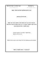 HIỆU QUẢ HUY ĐỘNG VỐN TIỀN GỬI TẠI NGÂN HÀNG THƯƠNG MẠI CỔ PHẦN ĐẦU TƯ VÀ PHÁT TRIỂN VIỆT NAM  CHI NHÁNH THỪA THIÊN HUẾ (tt)