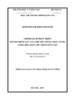 Chính sách phát triển nguồn nhân lực của thủ đô Viêng Chăn nước Cộng hòa dân chủ nhân dân Lào (tt)