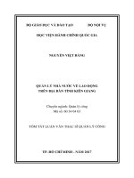 Quản lý nhà nước về lao động trên địa bàn tỉnh Kiên Giang (tt)