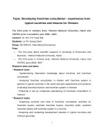 Topic Developing franchise consultation experiences from typical countries and lessons for Vietnam