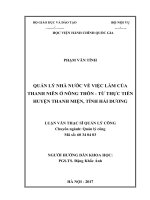 Quản lý Nhà nước về việc làm của thanh niên ở nông thôn  Từ thực tiễn huyện Thanh Miện, tỉnh Hải Dương (tt)