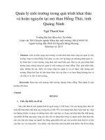DSpace at VNU: Quản lý môi trường trong quá trình khai thác và hoàn nguyên tại mỏ than Hồng Thái, tỉnh Quảng Ninh