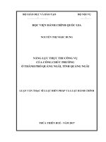 NĂNG LỰC THỰC THI CÔNG VỤ CỦA CÔNG CHỨC PHƯỜNG Ở THÀNH PHỐ QUẢNG NGÃI, TỈNH QUẢNG NGÃI (LV thạc sĩ)