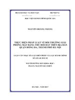 Thực hiện pháp luật về bồi thường giải phóng mặt bằng thu hồi đất trên địa bàn quận Đống Đa thành phố Hà Nội (tt)