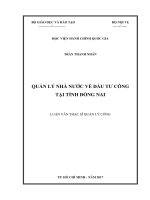 Quản lý nhà nước về đầu tư công tại tỉnh Đồng Nai (LV thạc sĩ)
