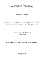 Nghiên cứu ứng dụng vi sinh vật bản địa để xử lý nước thải trong giết mổ gia súc tập trung (tt)