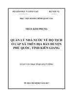 Quản lý nhà nước về hộ tịch ở cấp xã trên địa bàn huyện Phú Quốc, tỉnh Kiên Giang (tt)