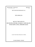 Quản lý nhà nước về bồi thường, hỗ trợ, tái định cư trên địa bàn huyện Kiên Lương, tỉnh Kiên Giang (LV thạc sĩ)