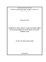 DSpace at VNU: Nghiên cứu thực trạng và đề xuất phát triển du lịch mạo hiểm tại vườn quốc gia Ba Bể, tỉnh Bắc Kạn