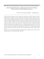 Environmental Performance of Manufacturing Firms in Vietnam Characteristics and Determinants of Success