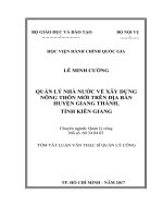 Quản lý nhà nước về xây dựng nông thôn mới trên địa bàn huyện Giang Thành, tỉnh Kiên Giang (tt)