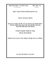 Quản lý nhà nước về an toàn vệ sinh thực phẩm trên địa bàn huyện Bình Chánh, Tp.HCM (tt)