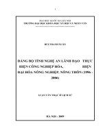 DSpace at VNU: Đảng bộ tỉnh Nghệ An lãnh đạo thực hiện công nghiệp hóa, hiện đại hóa nông nghiệp, nông thôn (1996-2006)
