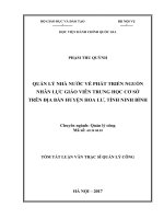 Quản lý nhà nước về phát triển nguồn nhân lực giáo viên trung học cơ sở trên địa bàn huyện Hoa Lư tỉnh Ninh Bình (tt)