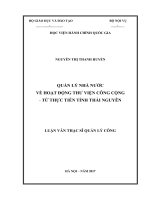 Quản lý nhà nước về hoạt động thư viện công cộng  từ thực tiễn tỉnh Thái Nguyên (LV thạc sĩ)