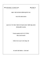 Quản lý về thu thuế sử dụng đất trên địa bàn tỉnh Kiên Giang (tt)