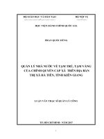 Quản lý nhà nước về tạm trú, tạm vắng của chính quyền cấp xã trên địa bàn thị xã Hà Tiên, tỉnh Kiên Giang (LV thạc sĩ)