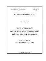 Quản lý nhà nước đối với hoạt động của Phật giáo trên địa bàn tỉnh Kiên Giang (LV thạc sĩ)