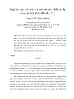 DSpace at VNU: Nghiên cứu cấu trúc và một số tính chất vật lý của vật liệu R 2 In (R=Ho, Tb)