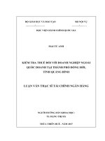 KIỂM TRA THUẾ ĐỐI VỚI DOANH NGHIỆP NGOÀI QUỐC DOANH TẠI THÀNH PHỐ ĐỒNG HỚI, TỈNH QUẢNG BÌNH (LV thạc sĩ)