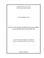 DSpace at VNU: Quản lý vốn cho phát triển hạ tầng giao thông tại thành phố Việt Trì, tỉnh Phú Thọ