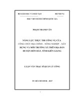 Năng lực thực thi công vụ của công chức địa chínhnông nghiệpxây dựng và môi trường cấp xã trên địa bàn huyện Hòn Đất, tỉnh Kiên Giang (LV thạc sĩ)