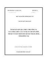 Đánh giá kết quả thực thi công vụ của công chức các cơ quan chuyên môn thuộc UBND huyện Trảng Bom, tỉnh Đồng Nai (LV thạc sĩ)