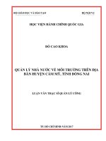 Quản lý nhà nước về môi trường trên địa bàn huyện Cẩm Mỹ, tỉnh Đồng Nai (LV thạc sĩ)