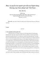 DSpace at VNU: Bảo vệ quyền lợi người gửi tiền tại Ngân hàng thương mại theo pháp luật Việt Nam