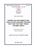 Nghiên cứu đặc điểm di căn hạch và kết quả điều trị phẫu thuật ung thư trực tràng tại Bệnh viện K